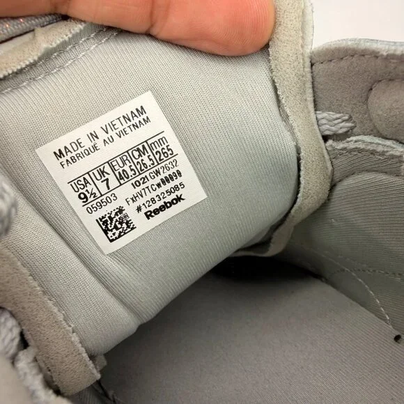 Reebok x Cardi B Classic Leather Silver Metallic Pewter Sneakers Women's 9.5 - Picture 8 of 10